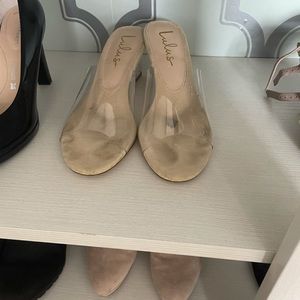 Acrylic Lulus wedge heels